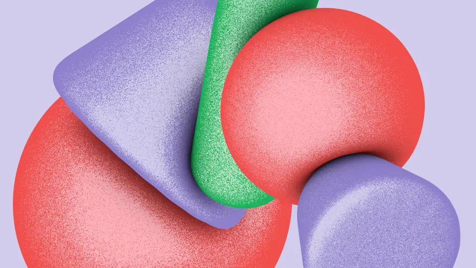 Abstract rounded shapes in red, blue and purple
