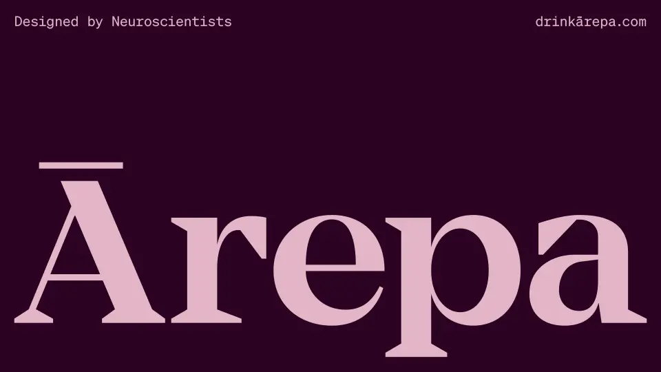 Ārepa wordmark in pale pink on a deep purple background