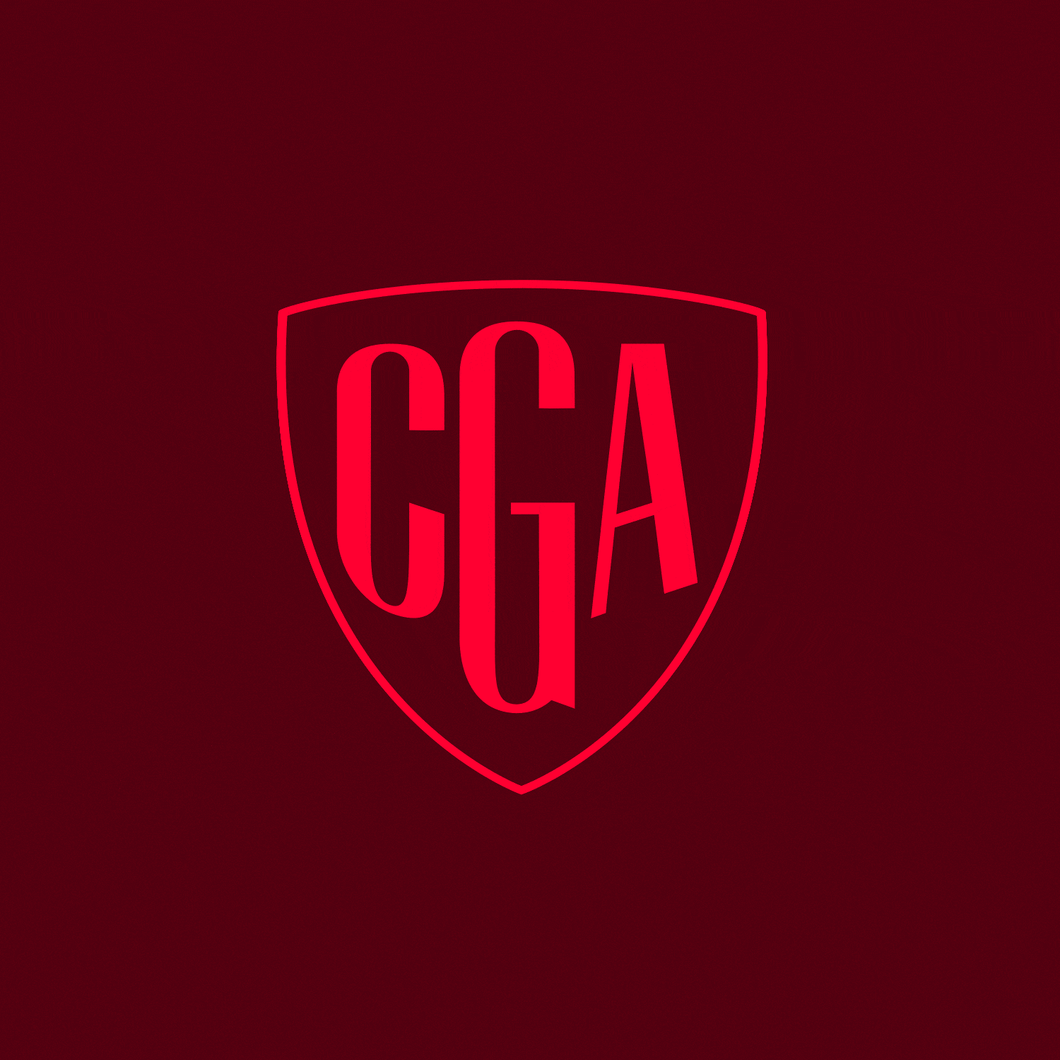 Crimson Global Academy crest with red line pattern on a dark red background