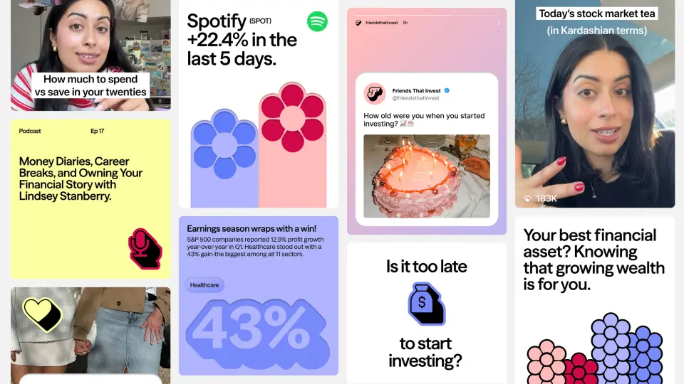Collage of Friends That Invest social posts and photos