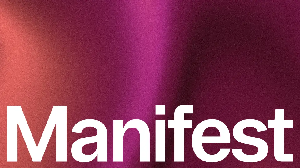 Manifest wordmark in white over a pink and purple gradient