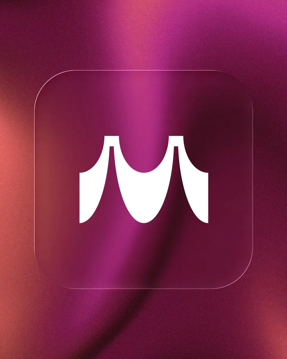 White Manifest “M” mark on a pink and purple gradient