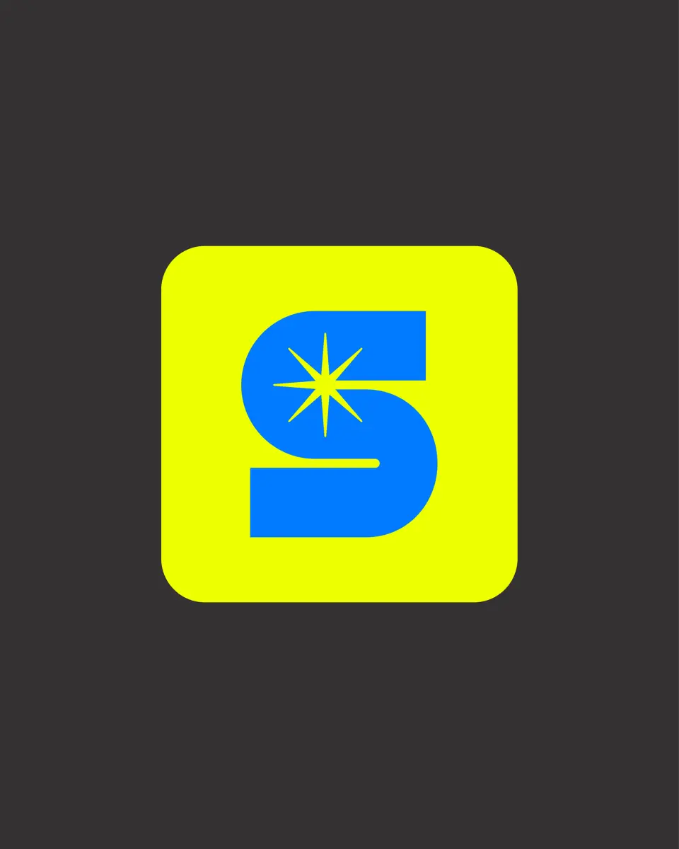 Yellow and blue Starshipit “S” app icon on a dark background