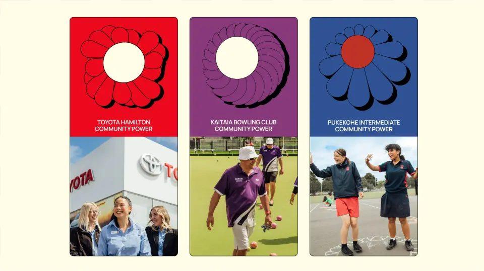 Supa Energy posters with colourful illustrations of people