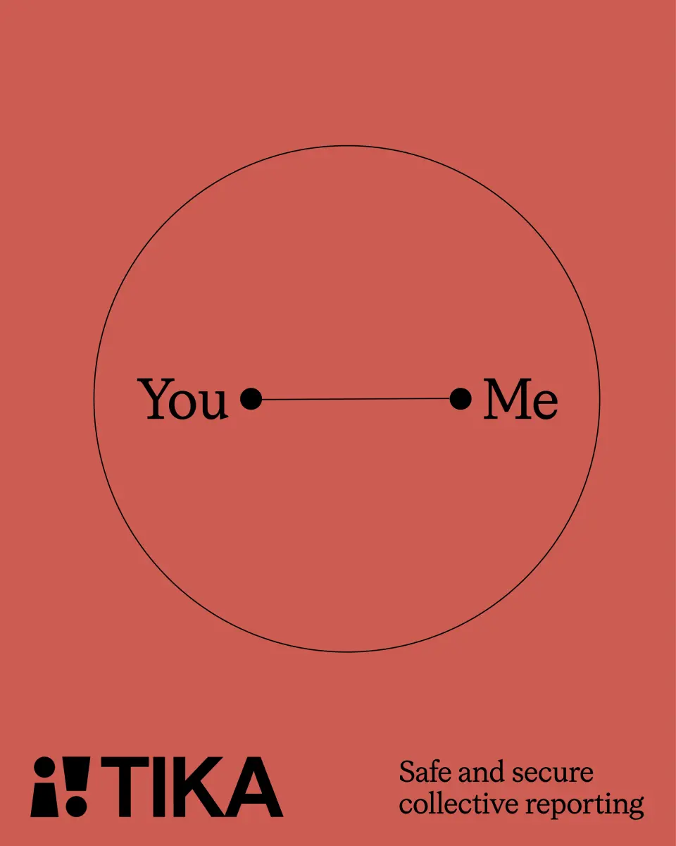 Tika poster on red with “You” and “Me” joined by a line