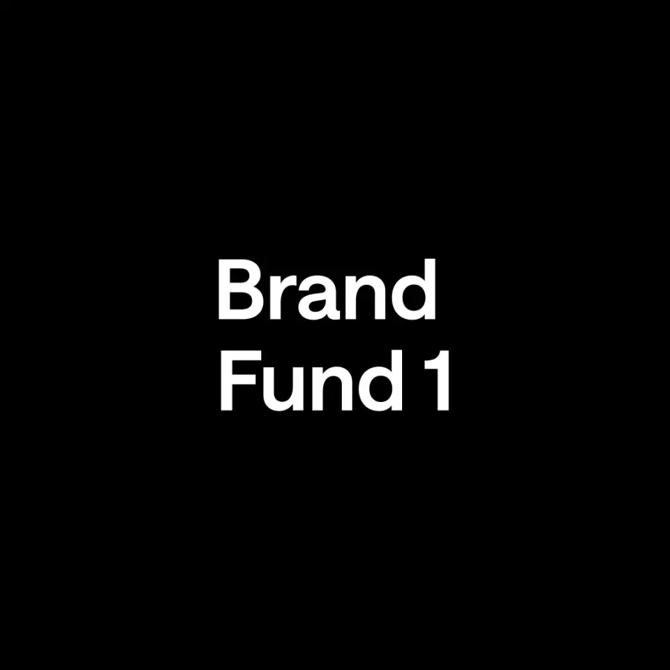 “Brand Fund 1” in white text on black