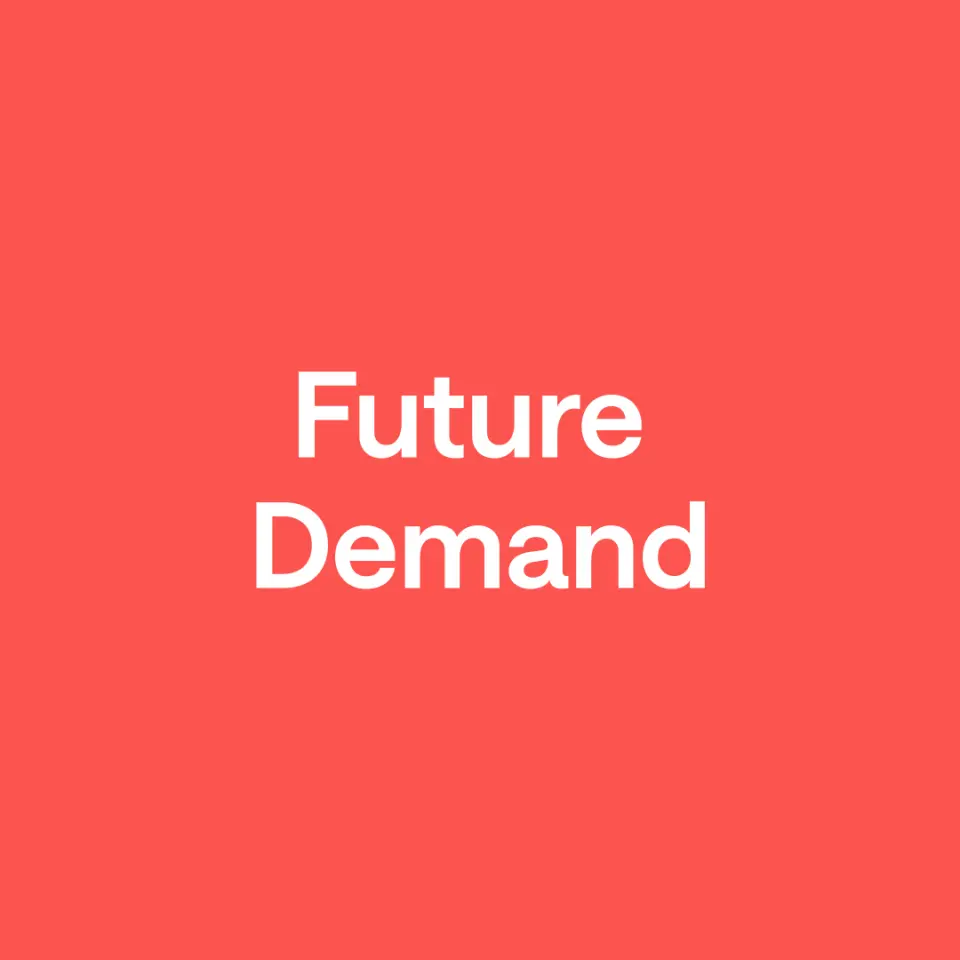 “Future Demand” in white text on red